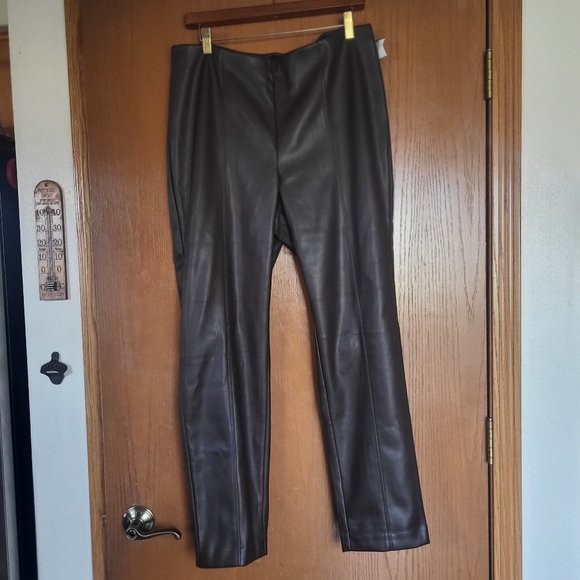 J. Jill Dark Brown 🤎 Leather Style Pants NWT Size L 🍁 - Picture 1 of 9